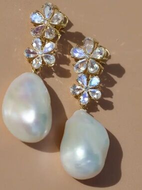 Nina Zhou pearl moonstone floral drops